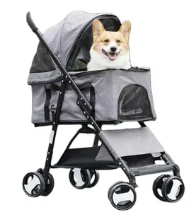 Chariot pliable pour chien et chat, petit et moyen gabarit séparé, portable, pliable, pour animaux de compagnie, pour poussette, cage pour nounours