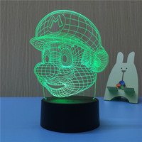 Veilleuse pour enfants moderne à télécommande, illusion 3D, acrylique multicolore, LED, température de couleur réglable, intensité variable