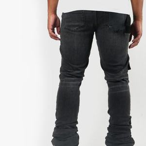 Jeans skinny empilés pour hommes, jeans cargo avec poches, jeans stretch premium délavés et usés pour hommes - Product Image 2