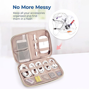 กระเป๋าจัดระเบียบอุปกรณ์อิเล็กทรอนิกส์สำหรับเดินทาง, กระเป๋าจัดระเบียบสายเคเบิล การ์ด SD อุปกรณ์เสริมโทรศัพท์ สำหรับผู้หญิง ของใช้จำเป็นสำหรับการเดินทาง สีเทาอุ่น - Product Image 5