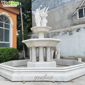 Neues Design Außenvilla Dekor Marmor-Wasserbrunnen mit Engelsstatuen