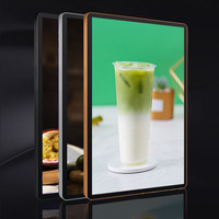 Boîte à lumière LED ultra-mince en aluminium, très vendue, pour menu lumineux rectangulaire, logo mural, publicité pour restauration rapide