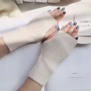 Mitaines thermiques exquises pour femmes hiver chaud tricoté chauffe-bras sans doigts longs gants avec trou pour le pouce pour la chaleur extérieure - Product Image 2