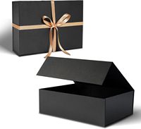Boîte cadeau de luxe 13 x 10 x 4,5 pouces, grande boîte cadeau noire pour cadeaux avec couvercles magnétiques pour la Saint-Valentin, félicitations