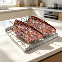 Outils de barbecue portables en acier inoxydable, support à steak, grill pliable pour extérieur et patio