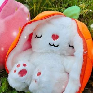 28CM Çok Satan Nefes Alan Işıklı Çilek Tavşan Peluş Oyuncak Çocuklar İçin Yatıştırıcı ve Uyku Arkadaşı Oyuncak - Product Image 6