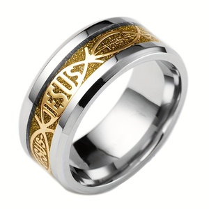 Anillo con Cruz de Jesús, Anillo Cristiano de Acero Inoxidable con Diseño de Jesús y Cruz - Regalo de Joyería Religiosa - Product Image 1