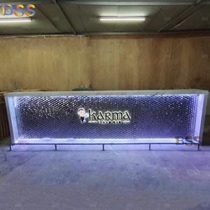 Mostrador de <span class=keywords><strong>Bar</strong></span> azul en forma de U moderno contemporáneo personalizado mosaico de lujo bebida comercial Wine Club Cafe restaurante <span class=keywords><strong>Bar</strong></span> mostrador - Product Image 5