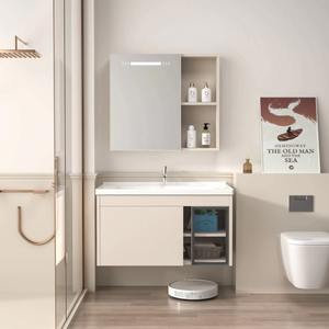 Ensembles <span class=keywords><strong>de</strong></span> meubles-lavabos <span class=keywords><strong>de</strong></span> <span class=keywords><strong>salle</strong></span> <span class=keywords><strong>de</strong></span> <span class=keywords><strong>bain</strong></span> en PVC au design moderne avec magnifique lavabo en céramique grise <span class=keywords><strong>et</strong></span> structure en acier inoxydable – Prix usine abordable - Product Image 3