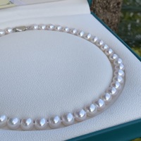 Collier de perles d'eau douce blanches de 9-10 mm, qualité 4A, perle naturelle Aurora, élégant et généreux, collier de perles pour la fabrication de bijoux