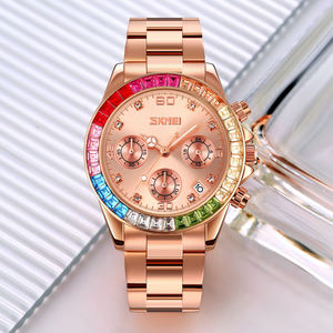 Offre Spéciale OEM/ODM logo personnalisé mode luxe mouvement à quartz en acier inoxydable diamant verre cadran femmes étanche montre en gros - Product Image 1