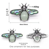 Pendentif et broche en agate de cristal semi-précieuse, petite abeille incrustée d'alliage et de coquille d'ormeau, collier unisexe