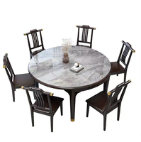 Table à manger rectangulaire transformable en ronde et chaises Bjflamingo, table à manger en marbre avec chaises