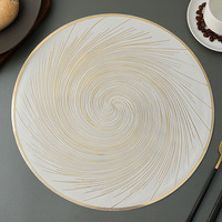 Tapis de table circulaire en PVC isolé, fait main, écologique, anti-brûlure, antidérapant, personnalisable pour la maison et l'hôtellerie