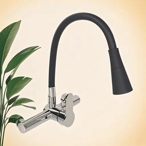 360 di vendita calda girevole cromato rubinetto di miscelazione moderno a parete <span class=keywords><strong>lavello</strong></span> da <span class=keywords><strong>cucina</strong></span> rubinetto nero tubo flessibile - Product Image 6