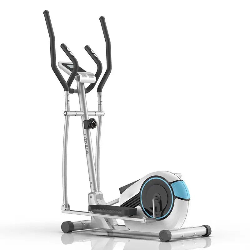 Equipo de fitness para gimnasio en casa, entrenadores elípticos manuales de acero con pantalla LED, bicicleta de ejercicio cardio magnética con asiento