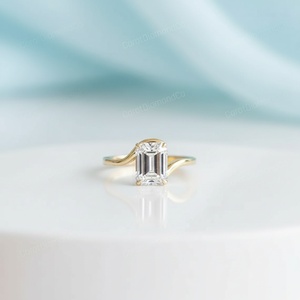 Anello Personalizzabile in Argento S925 con <span class=keywords><strong>Moissanite</strong></span> Taglio Smeraldo 3ct Colore D, Fedi Nuziali - Product Image 5