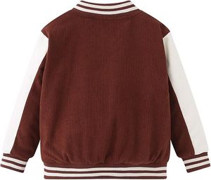 Blouson universitaire en velours côtelé personnalisé avec logo pour garçons et filles, blouson bomber vintage marron style Letterman, manteau patchwork pour enfants, vente en gros - Product Image 2