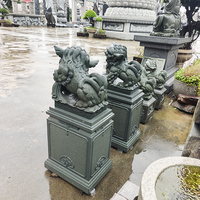 Offre Spéciale : Statues de Lions de Pékin en Granit Sculptées à la Main, Sculptures en Pierre de Chiens Gardeurs Chinois (Foo Dogs) pour Portail de Villa, Cour Extérieure
