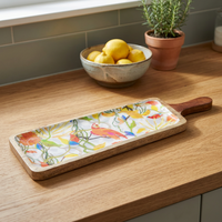 Plateau de service en acier inoxydable, assiette à pizza avec manche en bois