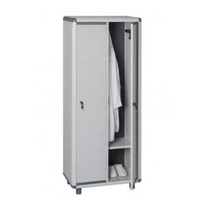 Armoire vestiaire à 2 portes en PVC gris 72x39x175 cm avec serrure à clé, crochets pour manteaux et étagère - Product Image 1
