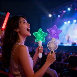 <b>Led</b> Acrylic Luminous Handheld Fan With <b>Light</b> Dc Motor Battery Powered For Concerts Music Festivals <b>Bars</b> Ktv Cheering Props - Product Image 1