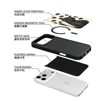Coque de téléphone AG Feeling Black Edge avec motif griffe de chat doré pour iPhone 17, 17 Pro Max, 16 Pro, 15 – Coque magnétique
