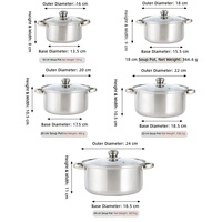 Ensemble de 10 casseroles en métal avec logo personnalisé, double poignée, faitout, marmite et couvercle en verre pour la famille