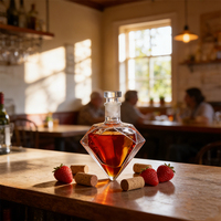 Carafe à liqueur en verre soufflé à la main, motif diamant, haute transparence, bouteille décorative, idéale pour la présentation sur le comptoir de bar à domicile