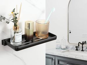 Étagère murale pliante pour salle de bain Petite étagère métallique pliante pour <span class=keywords><strong>buanderie</strong></span> Étagère murale pliante et étanche à 90 ° pour salle de toilette - Product Image 4