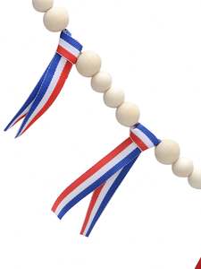 Guirnalda de cuentas de madera de granja del Día DE LA Independencia Guirnalda de cuentas de madera patriótica Banner patriótico para la decoración del 4 de julio - Product Image 3