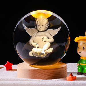 3D Jesús serie Ángel 6 CM bola <span class=keywords><strong>de</strong></span> cristal lámpara <span class=keywords><strong>de</strong></span> <span class=keywords><strong>noche</strong></span> Base <span class=keywords><strong>de</strong></span> madera Natural carga USB Color cálido Luz Decoración <span class=keywords><strong>de</strong></span> Navidad lámpara <span class=keywords><strong>de</strong></span> mesa - Product Image 6