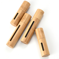 Flacons roulants en verre de bambou de 10ml pour huiles essentielles avec récipient à billes en acier inoxydable