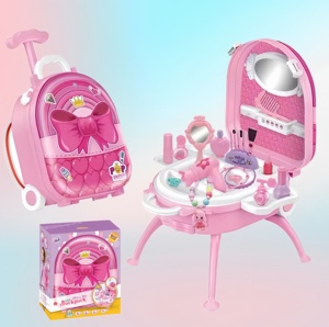 BJQ OEM 4-in-1 zaino in plastica e Trolley valigia per il trucco e giocattolo per finta attrezzatura da gioco per attrezzi a mano per bambine - Product Image 1