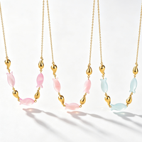 Collier Pendentif Poisson en Acrylique Goutte d'Eau, Acier Inoxydable 316L PVD, Étanche, Bijou Tendance