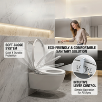 Accessoire de bidet mécanique avec couvercle à fermeture douce, pression d'eau réglable, couvercle anti-choc, compatible avec les toilettes standard de qualité supérieure, forme en U, pour une hygiène optimale