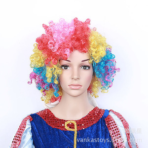 Perruque de clown bouclée colorée, taille adulte, 120g, accessoire de costume de fête, accessoire de maquillage d'Halloween - Product Image 1