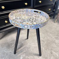Table d'appoint de style bohème moderne avec pieds amovibles en bois de 40cm, petite table à café ou à thé pour le salon