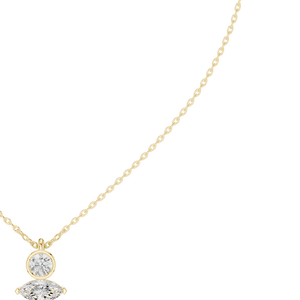 Collier pendentif vertical de qualité supérieure avec diamants de laboratoire ronds et marquises sertis clos, pour femme, look élégant - Product Image 2