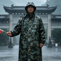 Imperméable robuste camouflage vert de haute qualité, réutilisable, en nylon, imperméable et portable pour adultes, pour la pêche
