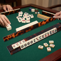 Support magnétique en acrylique écaille de tortue pour Mahjong, pliable, poussoir de Mahjong, accessoire de table de jeu portable pour 4 joueurs