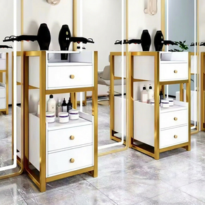 Modern Wood Salon Trolley Drawers <b>Shelves</b> for Hair Tools Storage Eco-Friendly Barber Shop Bathroom Commercial Furniture <b>White</b> - Product Image 1