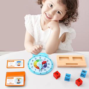 HOYE CRAFT Niños Reloj <span class=keywords><strong>despertador</strong></span> de madera Juguete Número Bloques de construcción Rompecabezas Tiempo Reloj de enseñanza para niños pequeños - Product Image 2