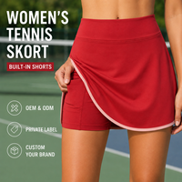 Jupe-short de tennis personnalisée pour femme, taille haute, avec bordure contrastante, short intégré et poches, pour le sport et l'entraînement sur le court de tennis