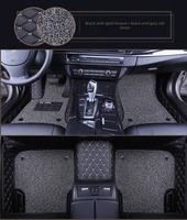 Tapis de sol de voiture sur mesure entièrement enveloppants, double couche, en cuir, avec boucles métalliques, résistants à l'usure, imperméables et antidérapants
