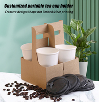 Porte-gobelets en carton personnalisé pour boissons chaudes à emporter, 1/2/4 gobelets, plateau en kraft, porte-gobelets en papier pour bubble tea, café