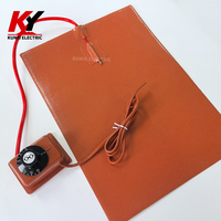 Plaque chauffante en caoutchouc silicone flexible personnalisée avec bouton / thermostat numérique pour chauffage industriel