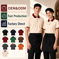 Chemises Polo Uniformes de Restaurant avec Logo Personnalisé, Col Contrastant, Respirantes, Durables, Douces, Vêtements de Travail pour Serveurs, Uniformes de Café, Vente en Gros