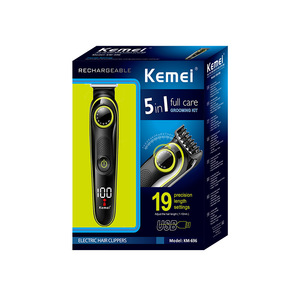 Kemei <b>Hair</b> Trimmer Km 696 With Lcd Display Usb Charging 5 In 1 Rechargeable <b>Clippers</b> For Men Beard Trimmer - Product Image 4
