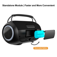 Haut-parleur Bluetooth portable 40W avec batterie détachable, son stéréo sans fil, enceinte extérieure, caisson de basses